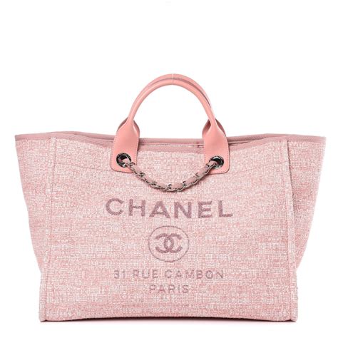 chanel tote canvas pink|Chanel canvas tote shopping bag.